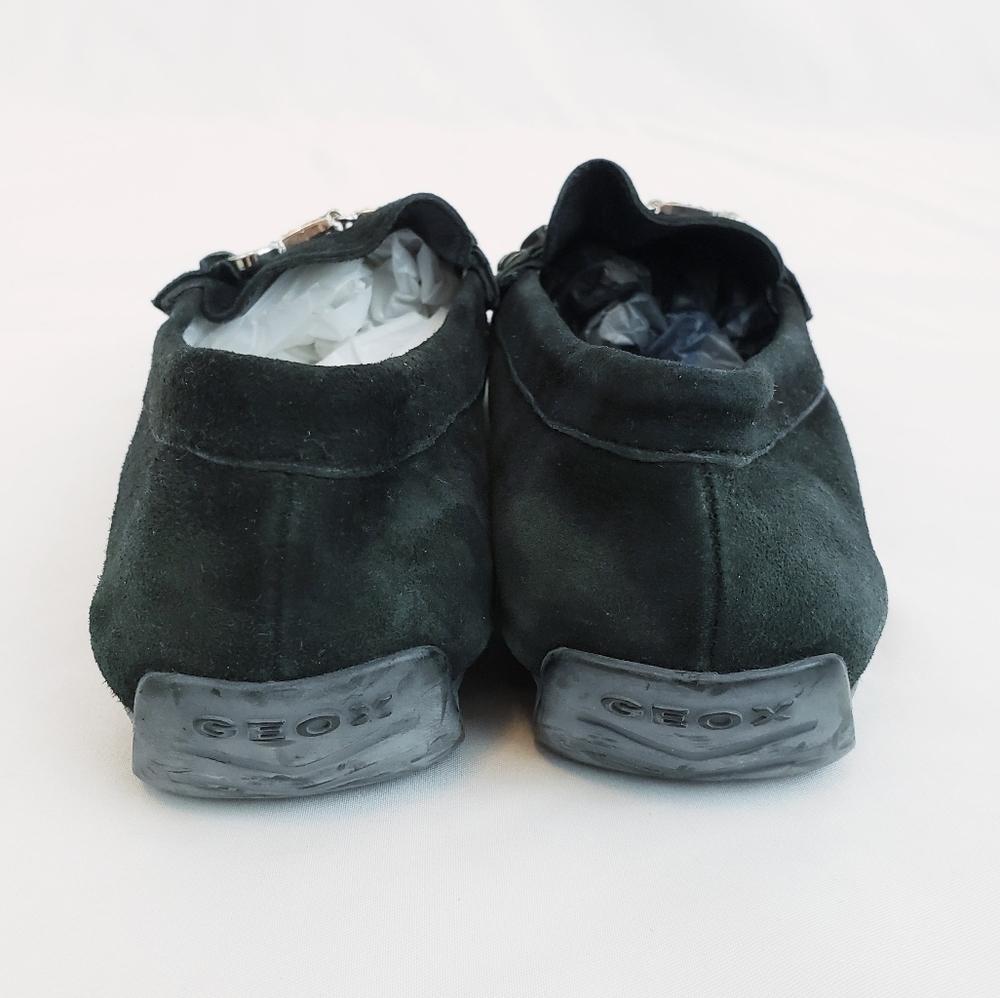 Respira Driving Mocs Loafers Black Suede Shoes Silver Hardware - Picture 8 of 14